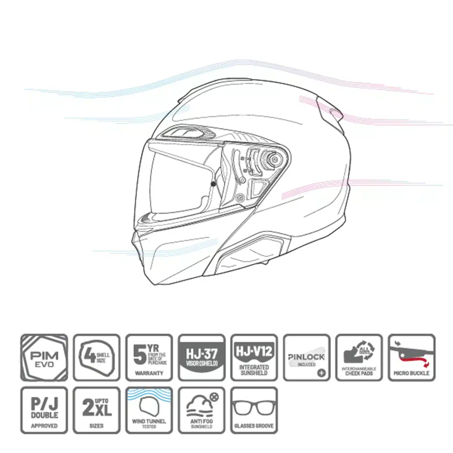 HJC RPHA91 BLAT MC5SF Flip-up hjelm - Billede 6