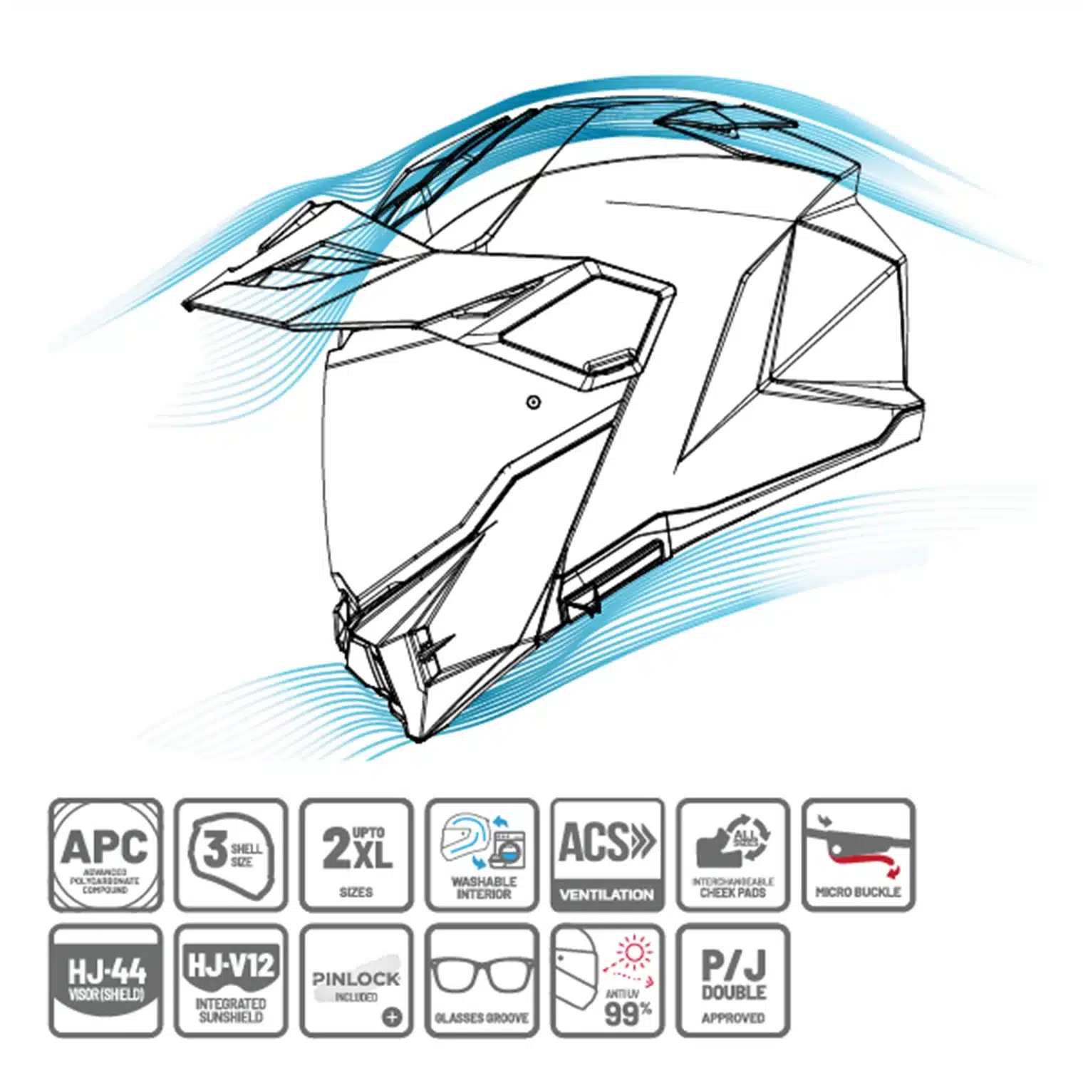 HJC i80 SEMI FLAT BLACK Adventure Flip-Up Hjelm - Billede 2