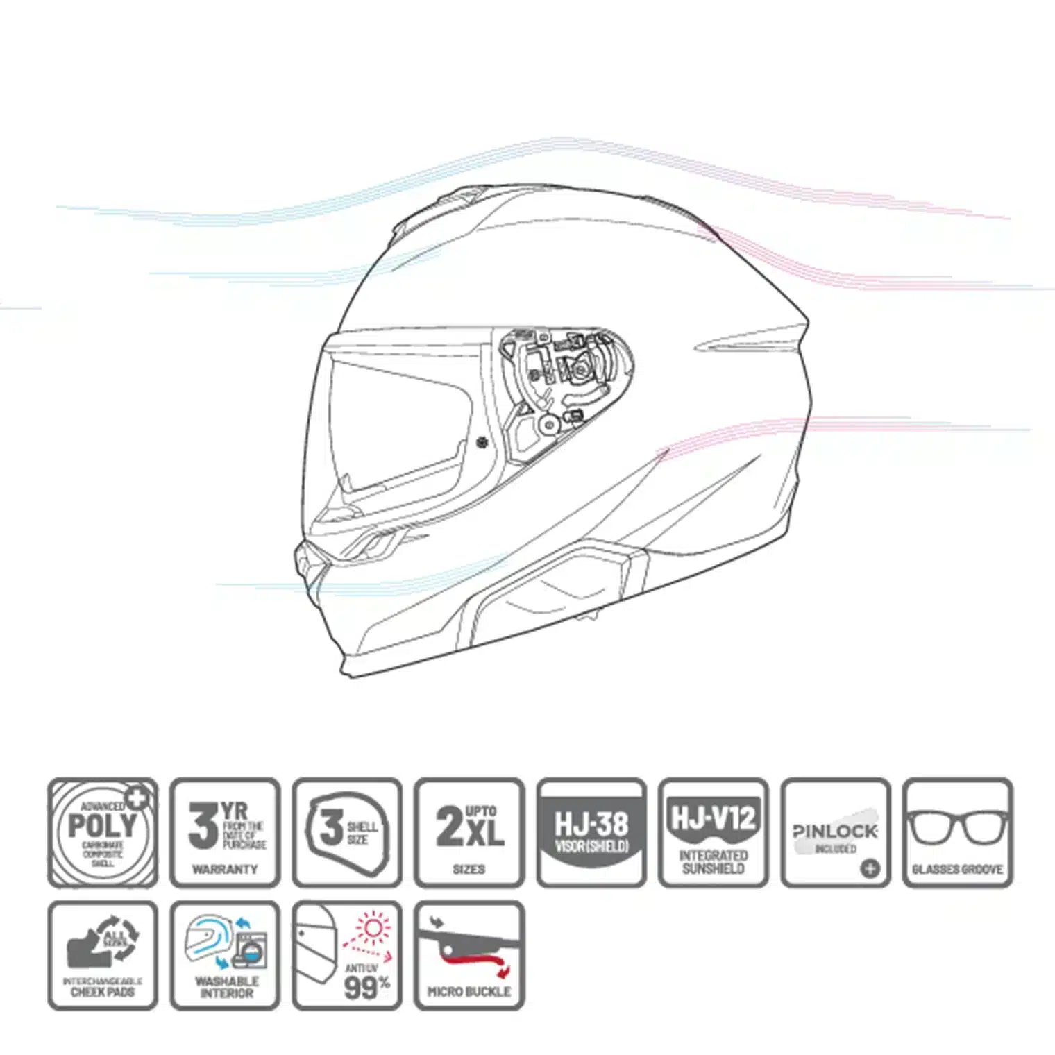 HJC i71 SEMI FLAT TITANIUM Full-face hjelm - Billede 2